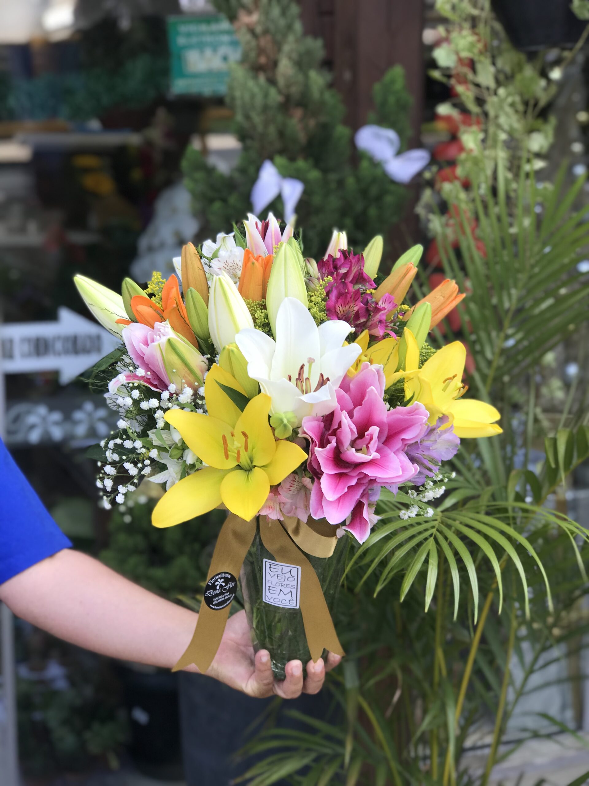 Vaso com Lírios e Astromélias